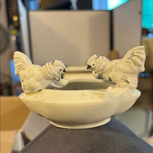 Ceramic Rooster Figurine Bowl